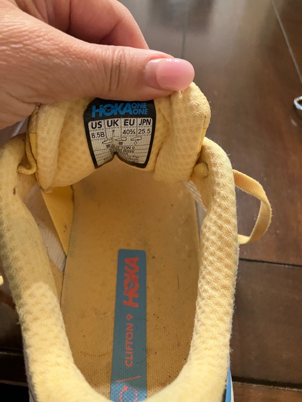 Hoka White, Light Blue & Yellow Running Shoes - Picture 5 of 5